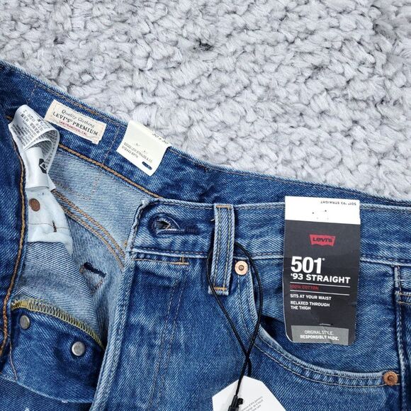 Levi's Premium 501 '93 Straight Fit Paint Splatter Distressed Jeans Blue 30 x 30 - Picture 6 of 13